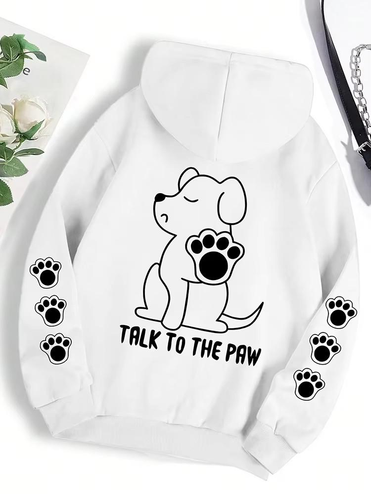 Latest and funny dog cartoon print hoodie for women, warm hoodie, fashion trend, loose and comfortable women's top for autumn