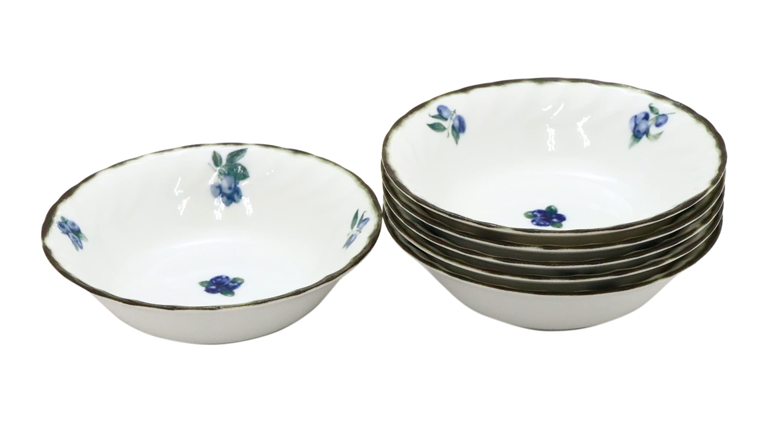 

[Amazon.co.jp Exclusive] [Commercial Set] Showa Retro Romantic Tableware Series 17cm Oatmeal (Blueberry) Set of 6