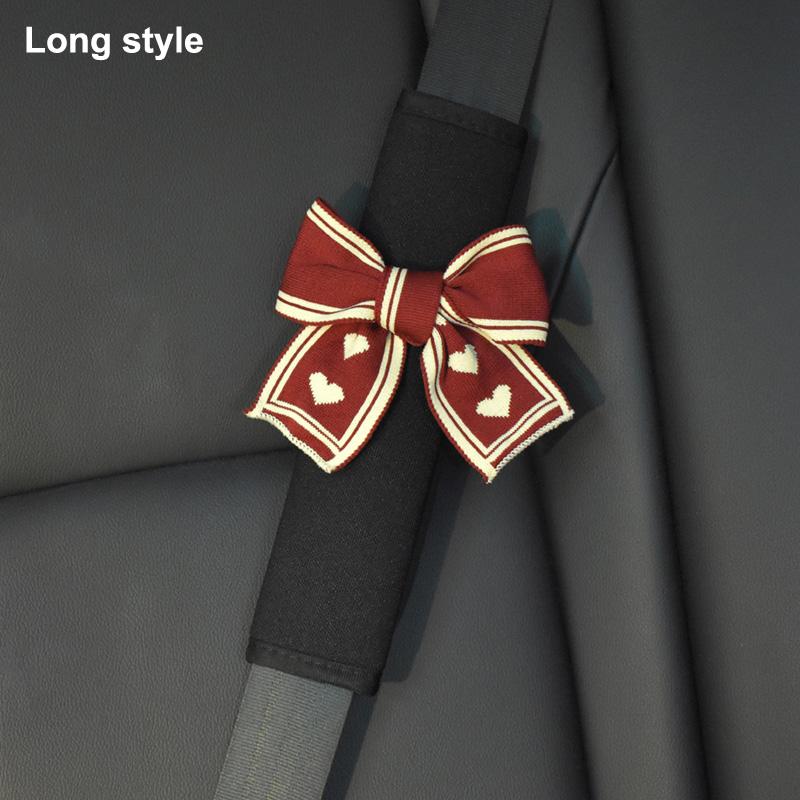 Fashion Lover Bow Ice Silk Car Seat Belt Cover For Neck Protection Universal Auto Seat shoulder Pads Strap Harness Cushion