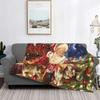 New Year Fleece Throw Blankets Merry Christmas Santa Cute Cat Blankets for Bed Couch Lightweight Thin Bedding Throws Queen Size