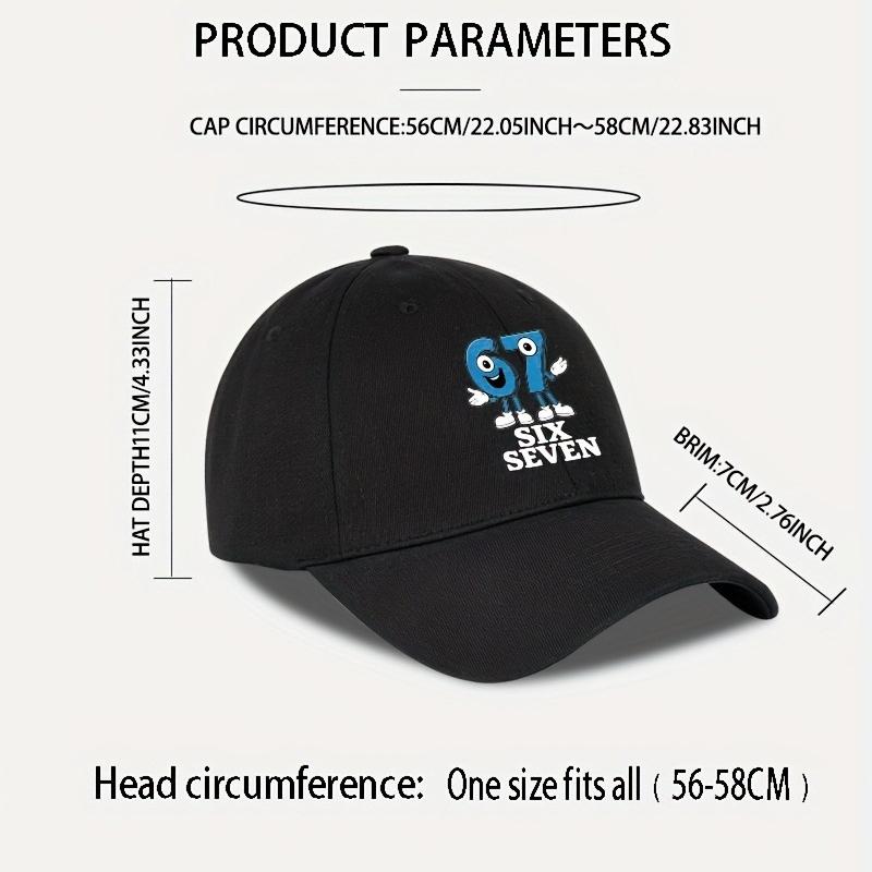 1pc Solid Color Soft Top Baseball Caps for Women,Six Seven Patterned Printed Stylish and Easy Duckbill Hat,Lightweight for Sport