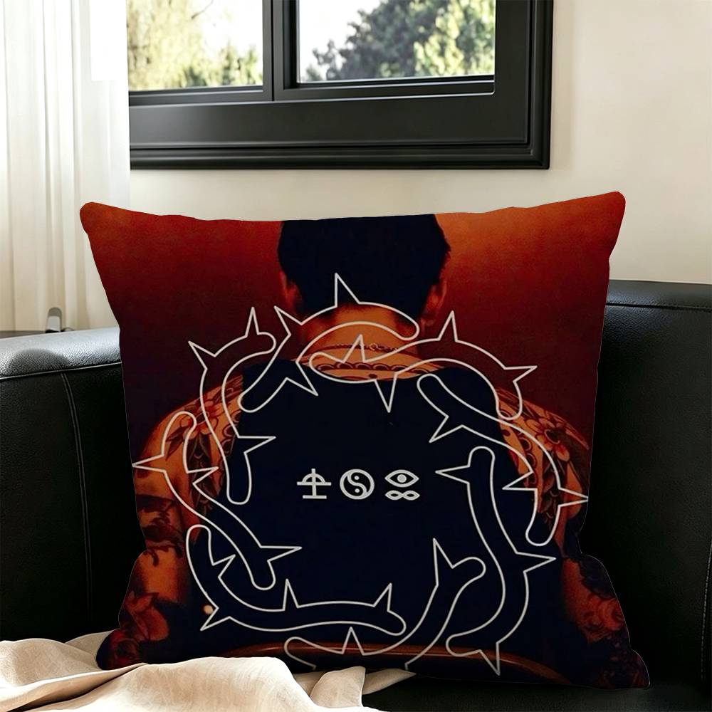 Bad Omens Noah Sebastian Square Double-Sided printed Pillow Case Bedroom Bedside Pillow Sofa Cushion Cover