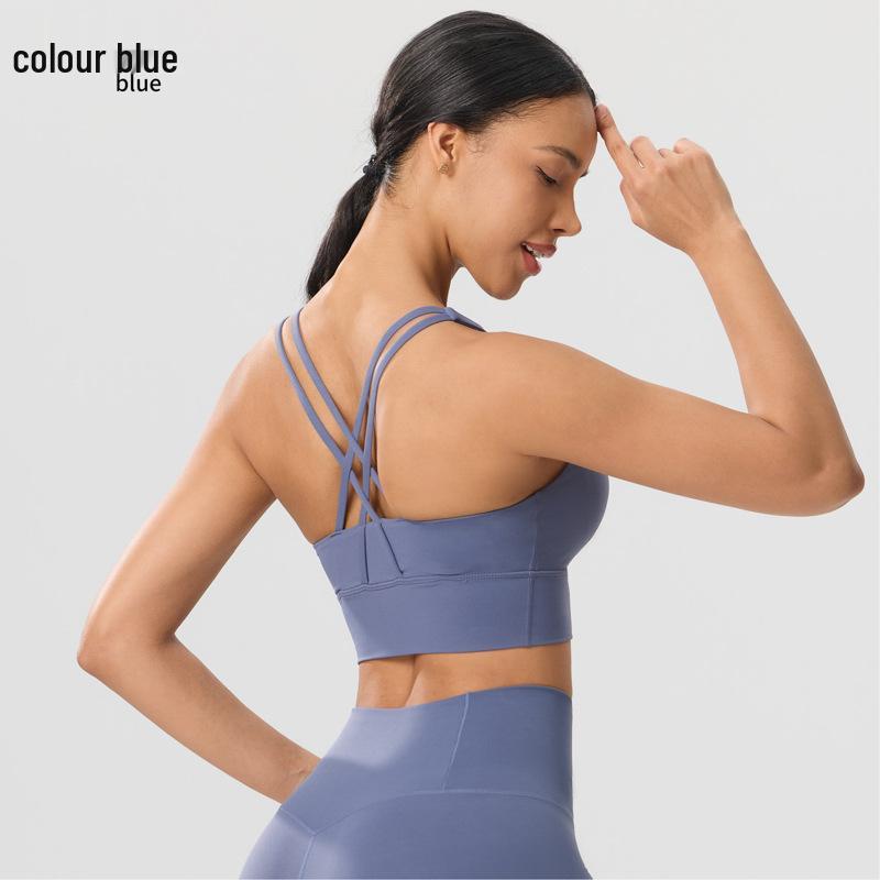 Cross-Back Sports Bra: Seamless, Shockproof, Quick-Drying for Yoga & Pilates Small