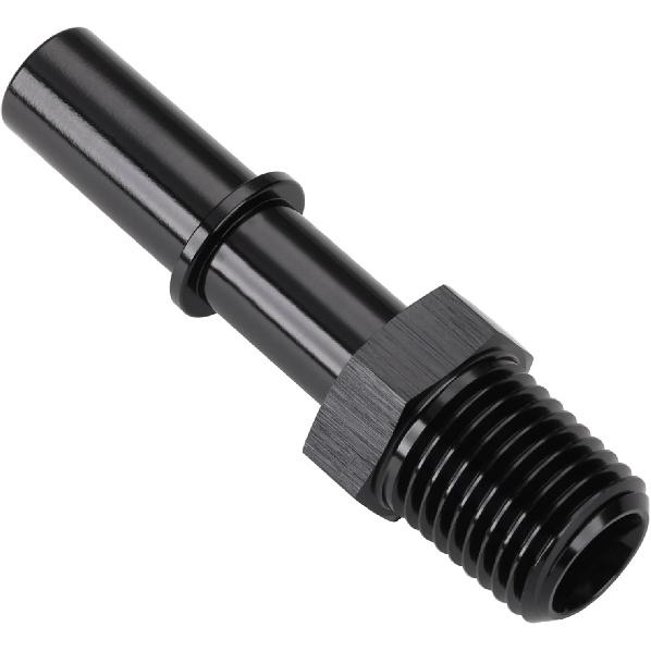 1/4 NPT Male to 3/8" SAE Quick Disconnect Male Push On EFI Fuel Fitting Adapter Straight Aluminum Black