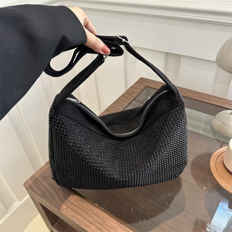 Trendy Stylish Tote Bag Casual Nylon Shoulder Bag For Women Versatile Daily Use In Black And Silver