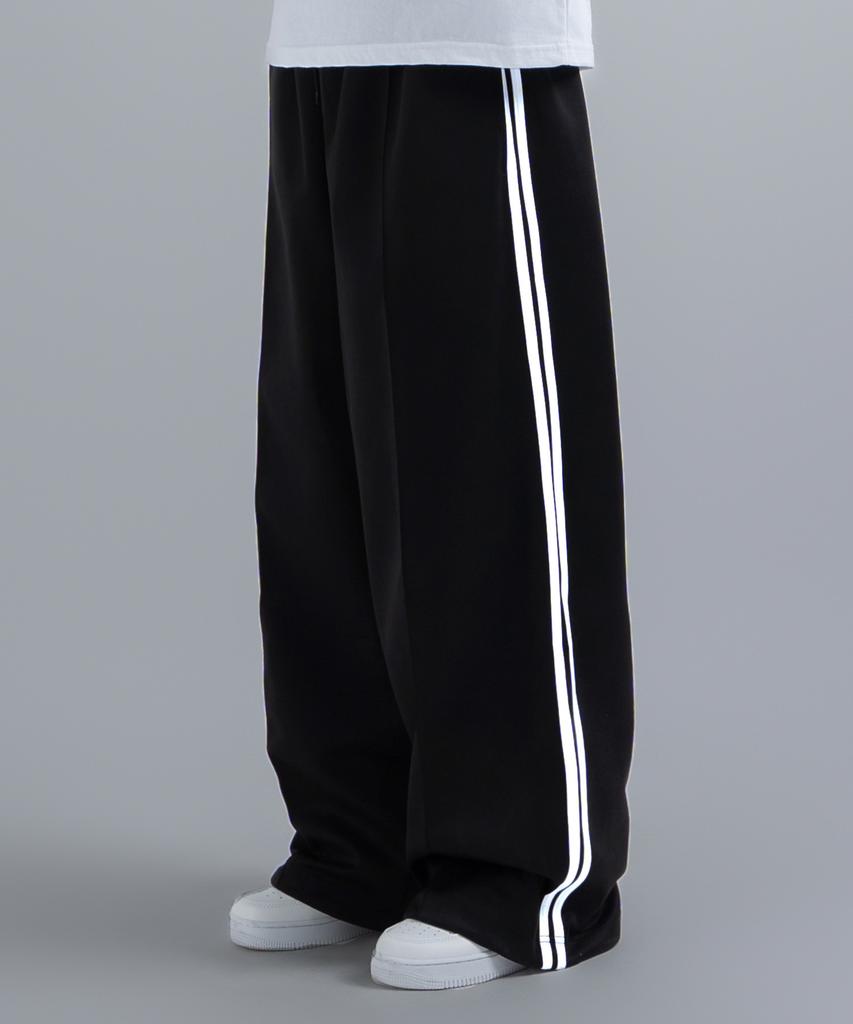 UNDEROFF Wide Pintuck Double Line Track Pants Burgundy