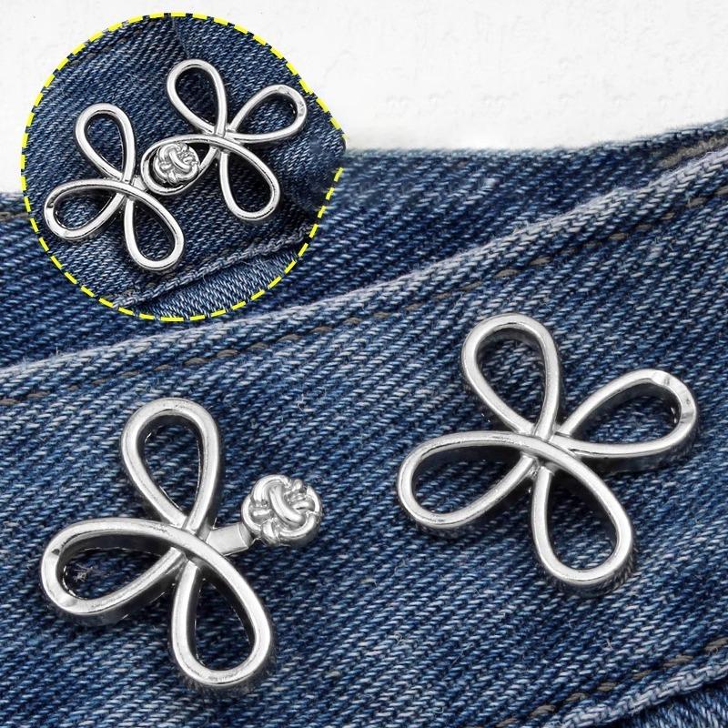 Reusable Flower Waist Button Fastener Adjustable Metal Jeans Buttons Waist Tightener Detachable Seamless Button for Pants Skirts