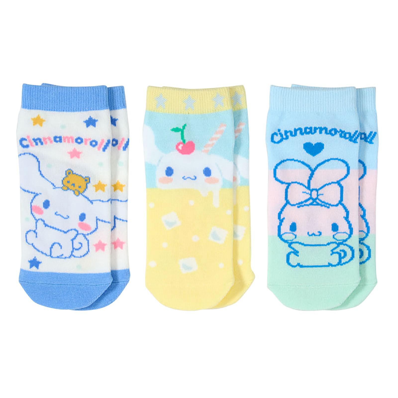 Sanrio Kids Sneaker Socks 689564 3-Pair Set, Cinnamoroll, 19-21cm,