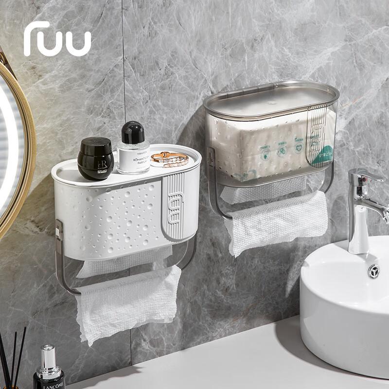 Wall-Mounted Facial Tissue and Toilet Paper Holder