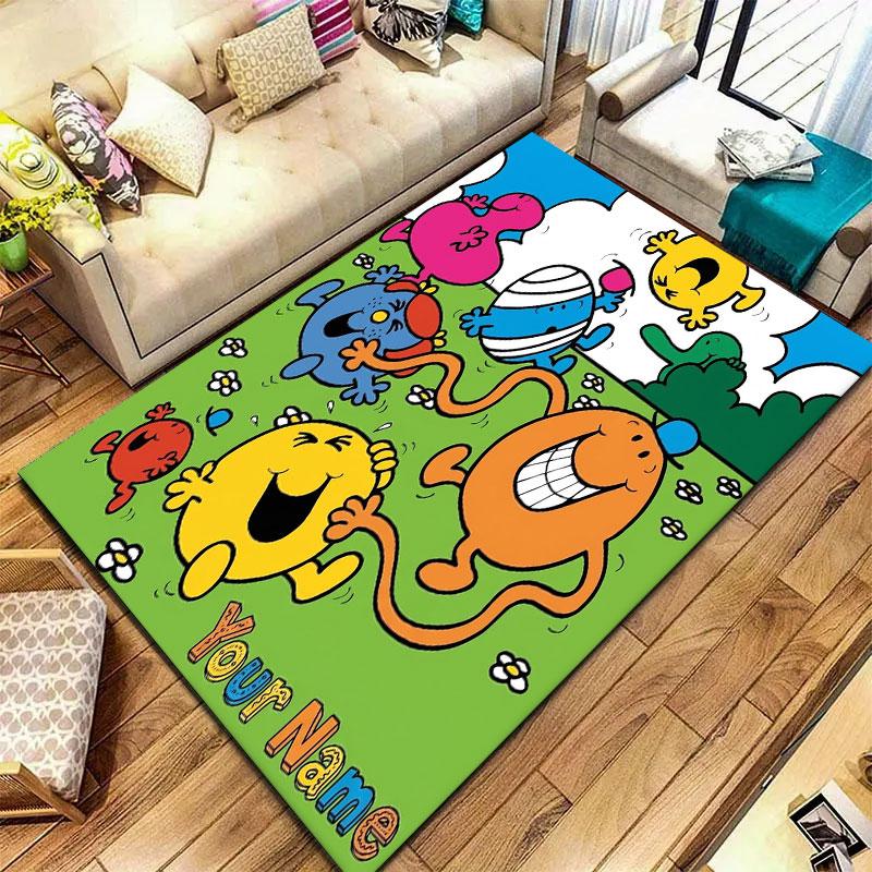 Mr. Men Little Miss Custom Name Carpet Rug for Living Room Bedroom Home Sofa Decoration,Kids play Non-slip Floor Mat