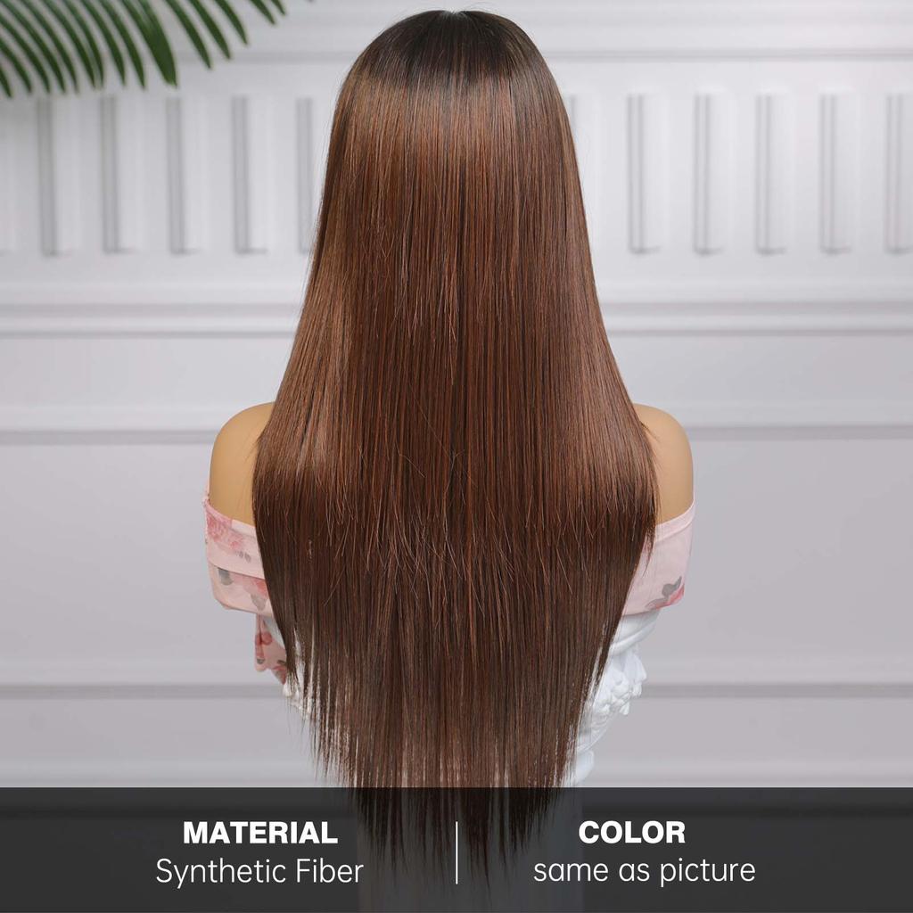 ALAN EATON Damen Lace Front Perücken Honigbraun Rot Perücke Gerade Lange Perücken Täglich Party Cosplay Hochzeit Hohe Dichte GluelessWig