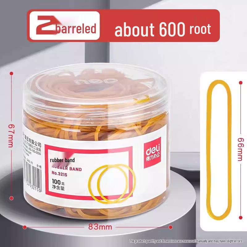 Deli High-Elastic Rubber Bands, 2 Tubes (100g Each)