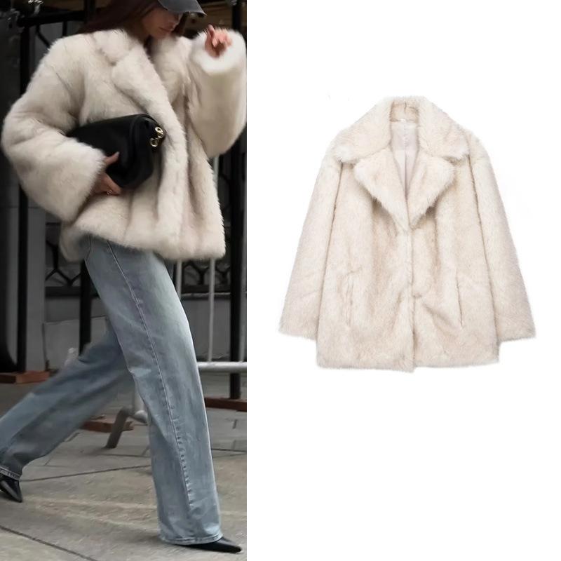 New fox fur coat, suit collar loose fur coat, medium and long large size women's fur coat