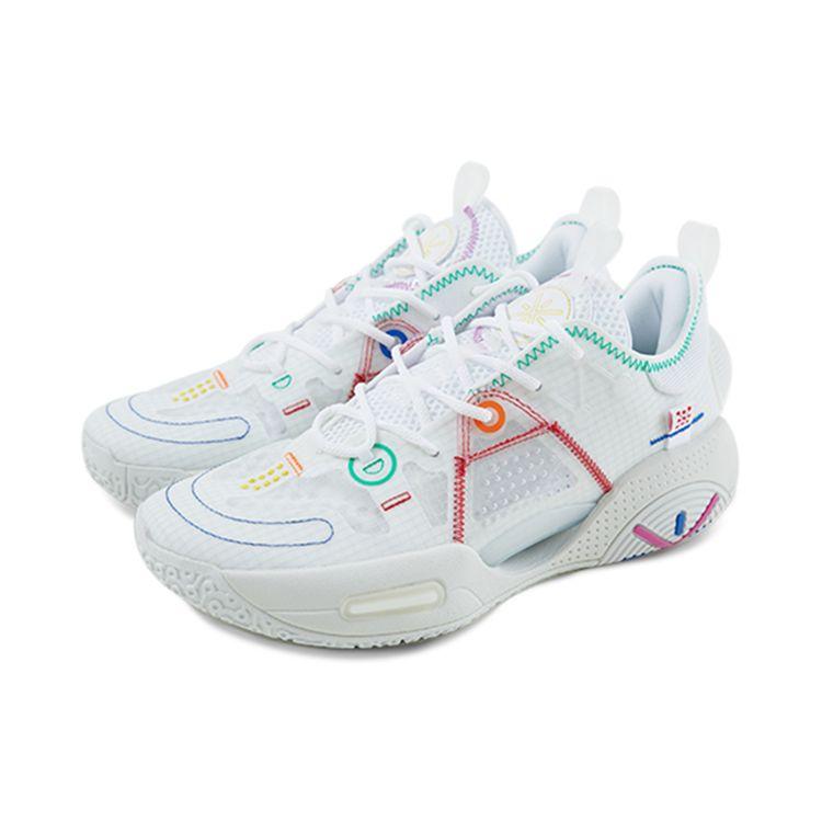 Li Ning All City 9 V1.5 Mesh Shock Absorption Non-Slip Wear-Resistant Low-Top Basketball Shoes Men Sneakers White Red Green ABAR015-D