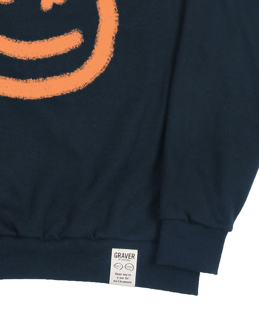 GRAVER [Unisex] Big Dot Smile Spray Sweatshirt_Navy