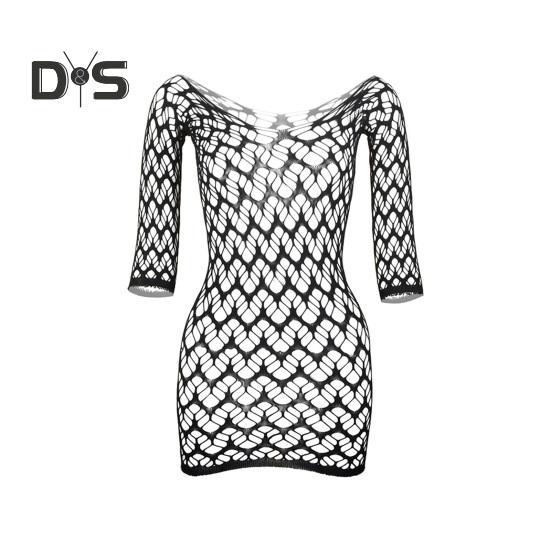 Women Summer Beach Cover up Hollow Out Long Sleeves Slim Fit Low cut V Neck Backless See through Bikini Beach Mini Dress Beach Mock