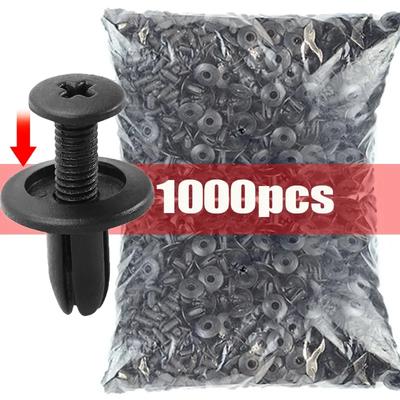 1000 szt. 8 mm plastikowe nity łączniki śruba zderzak samochodowy błotnik czarny nit samochodowy klipsy mocujące dla Toyota Focus Kia Nissan Yamaha