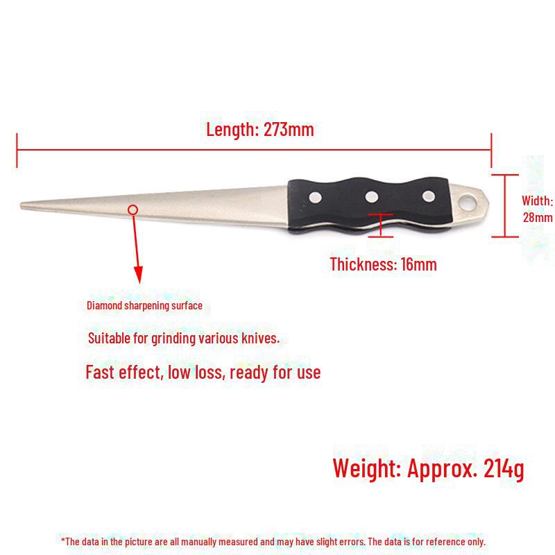 Japanese-Style Diamond Knife Sharpener with Pointed Black Handle for Kitchen Knives - Model 0808D