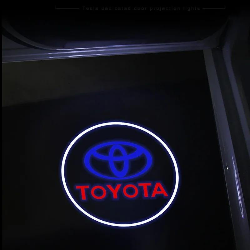 VTSJ3 Car LED HD Projector Lamp Car Door Welcome Lights For Toyota Corolla Camry Prado Venza Prius Land Cruiser Sequoia Previa Sienna