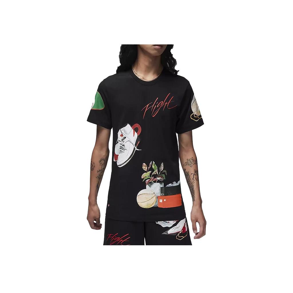 Jordan Basketball Sneaker Print Crew Neck T-Shirt Men Tops Black DQ7379-010