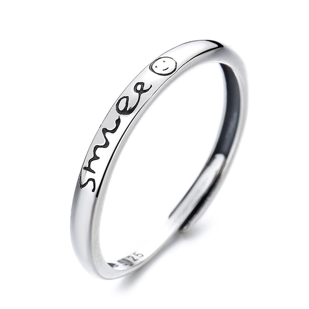 

Free Smiling Face Pure Adjustable New Accessory [Rockyu] Ring, Size, Women s, Brand, Smile, English, Initial, Ring, Fine, Silver, Hypoallergenic,