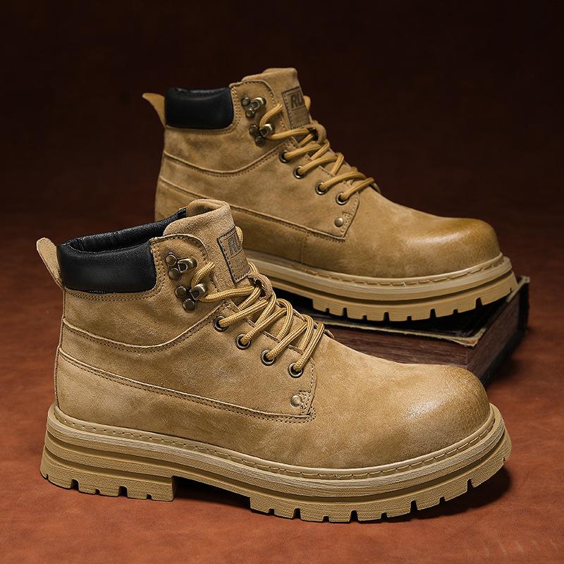Leather Martin boots, new autumn and winter mid-help boots, British fur high-top