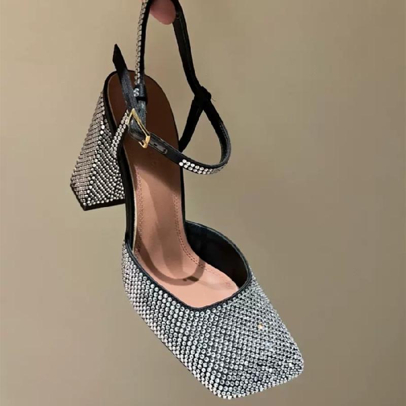 

Женские босоножки со стразами 2024 года, элегантные босоножки на платформе, женские летние босоножки, свадебные туфли, босоножки с открытым носком 35 чёрный