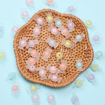 40 sztuk 17mm koraliki kanapkowe cukierki matowe DIY biżuteria akcesoria Craft Making naszyjnik bransoletka
