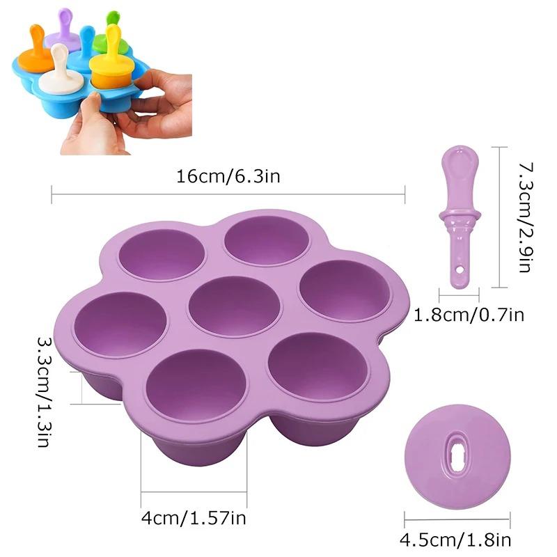 Ice Cream Mold Silicone Popsicle Bar Reusable Non-stick Ice Cube Tray Homemade Food for Kids Mini DIY Family Party Essentials 6