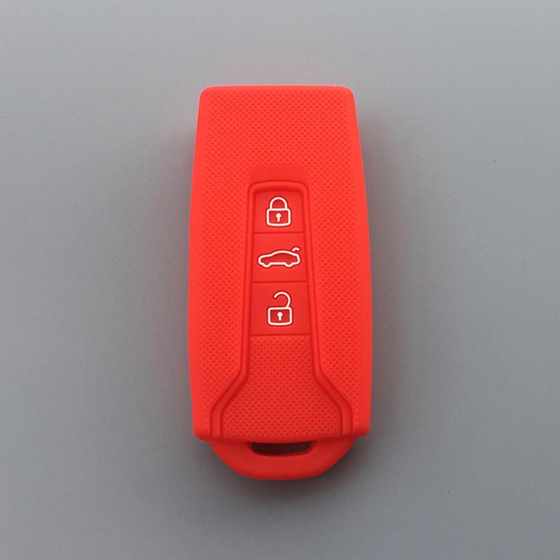 

Silicone Car Key FOB Protection Cover Case Shell Skin Holder Shell For Volkswagen Touareg 2020 2021 3 button key красный