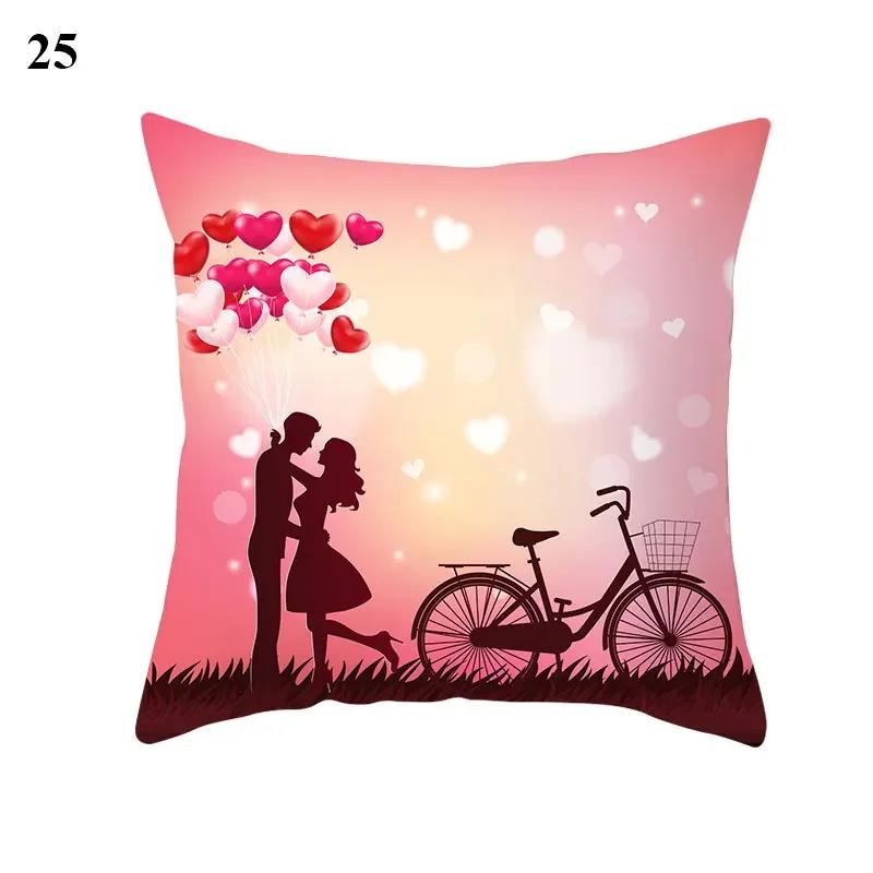 Valentine's Day Cushion Cover Red Heart Print Pillowcase  Sofa