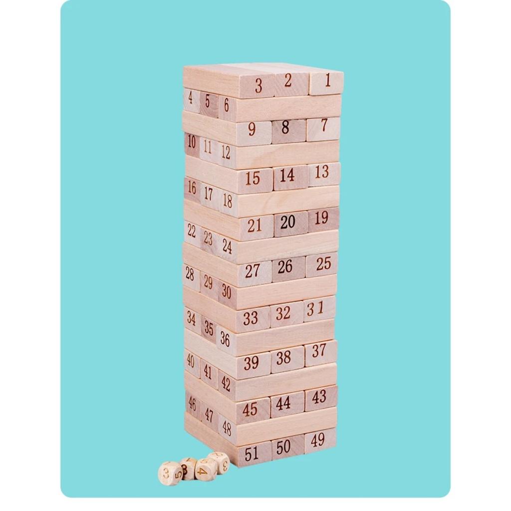 Number Animal Wooden Blocks Game Domino Stacking Blocks Stacking Tower Fun Outdoor Lawn Yard Game Education Toys