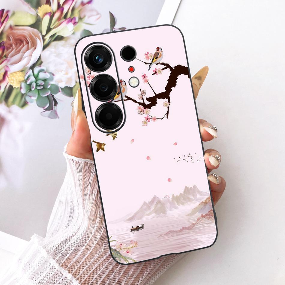 For Tecno Camon 50 4G CN5 Cute Flower Butterfly Cat Painted Case For Tecno Camon50 4G Black Silicone Soft Phone Cases