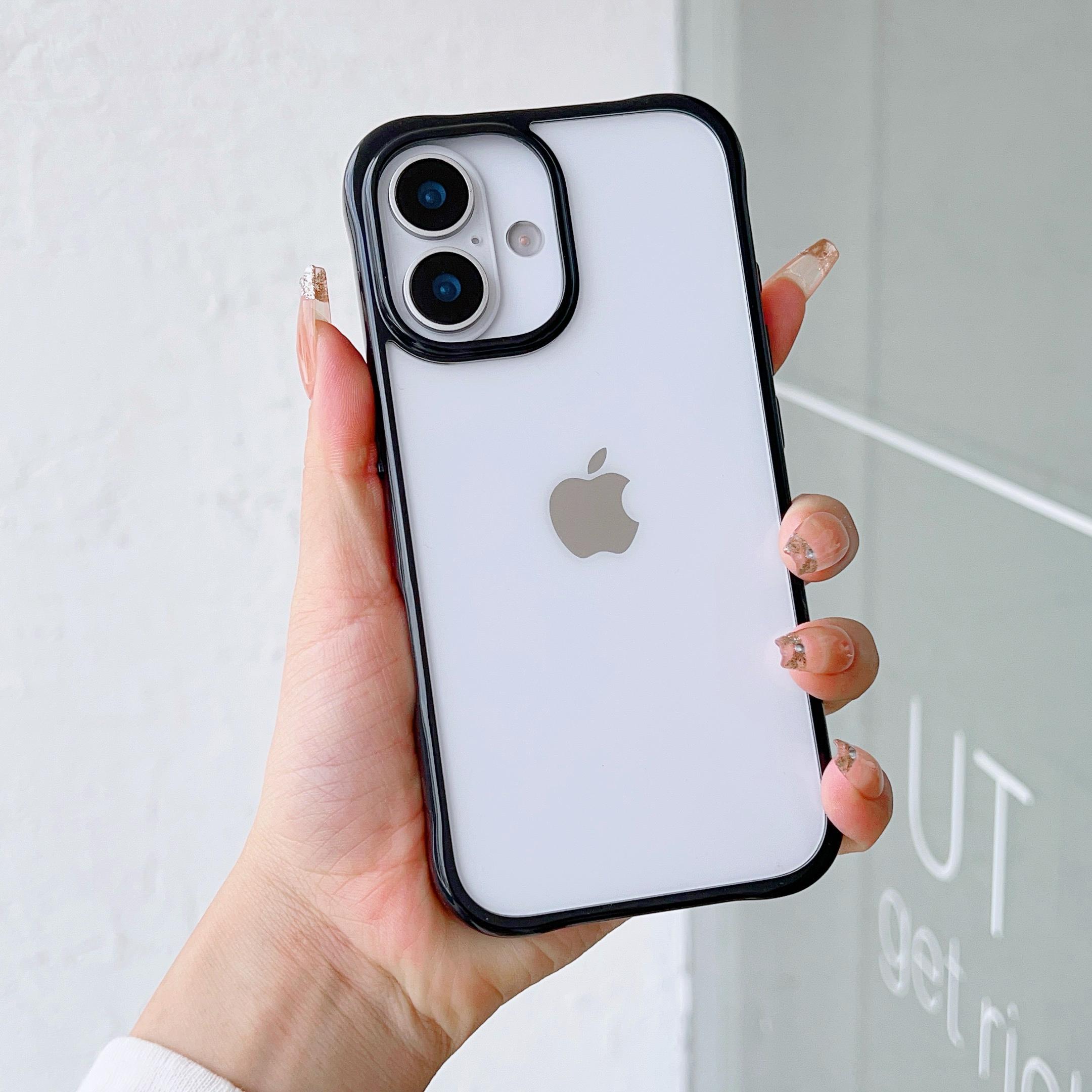 

Прозрачный акриловый чехол-бампер конфетного цвета для iPhone 16 15 14 13 11 12 Pro Max Mini XR XS X 7 8 Plus SE iPhone 13/14 чёрный