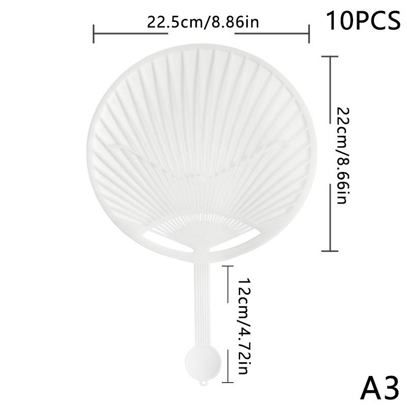 10-Piece White Plastic Creative Durable Japanese Fan Uchiwa Diy Kit Fan Framework For Crafts Hand Fan Making