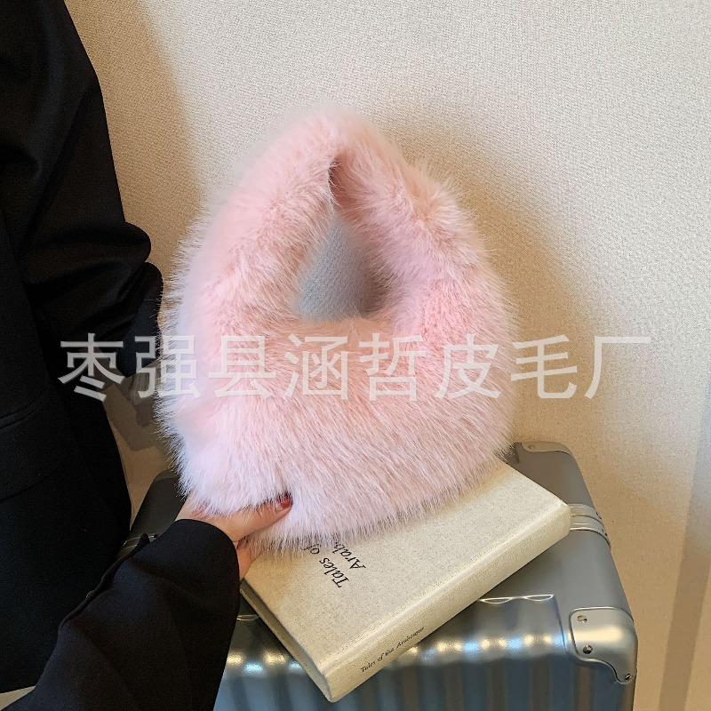 Autumn and winter fluffy imitation fox hair bag versatile portable plush dumpling bag