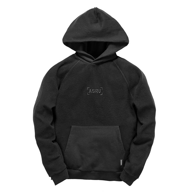 Autumn and Winter New Solid Color Fleece Sweater Men's Tide Brand Large Size Pullover Hoodie Outdoor Warm Top Trendy