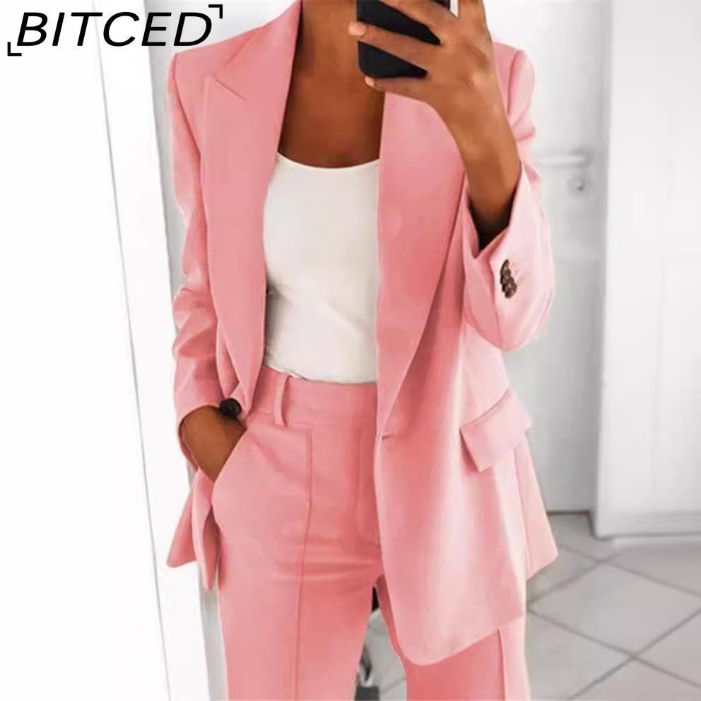 BITCED Women's Autumn Fashion: Tailored Collared Cardigan with Elegant Blazer Silhouette