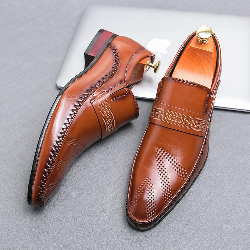 Retro Brown Leather Shoes Men High Quality Classic Men's Dress Shoes Business Wear Formal Shoes For Men Sapato Social Masculino