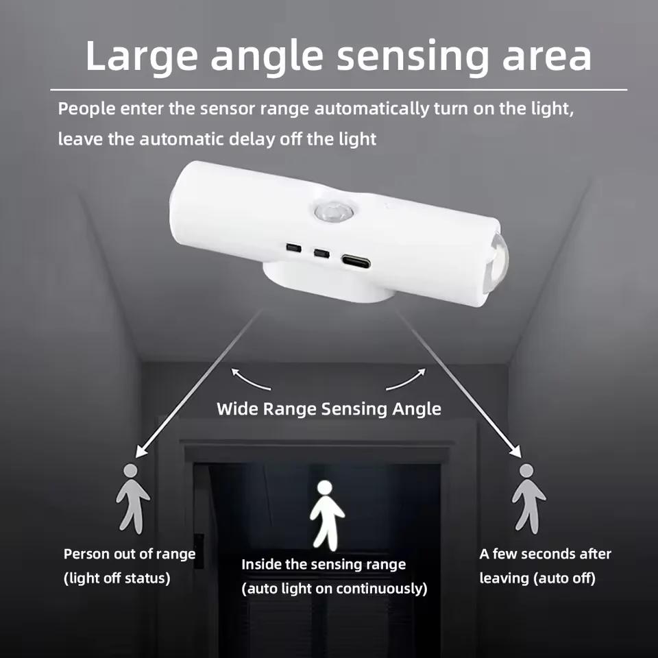 LED Night Light with Motion Sensor RGB Gradient Ambient Light Dimmable Magnetic Stair Lamp for Entryway Bedside Desk Wardrobe