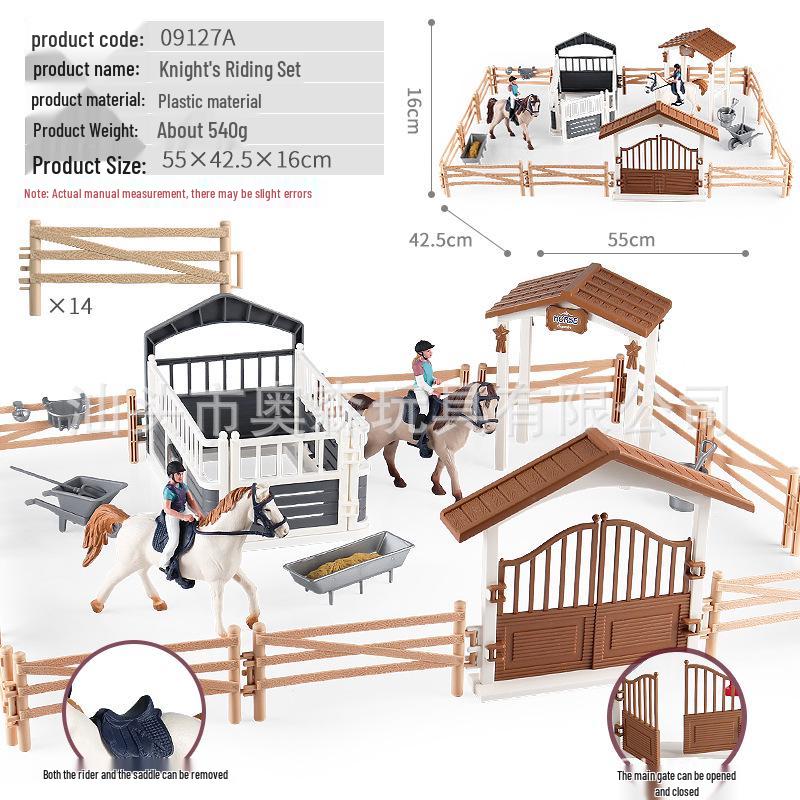Farm Animal and Human Figures Playset with Fences: Rabbit, Sheep, Donkey, Cow - Parent-Child Simulation Toy