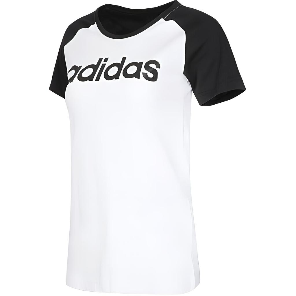 Adidas Neo W Ce Sporty Tee Lifestyle Casual Series Color Block Comfortable Round Neck Short Sleeve T-Shirt Women Tops White CV7027