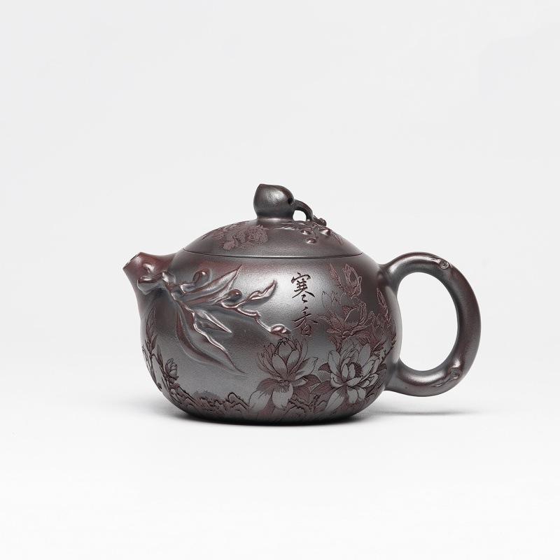 300ml Boutique Yixing Purple Clay Teapots Handmade Longevity Peach Xishi Pot Raw Ore Bronze Mud Kettle Zisha Tea Set Teaware