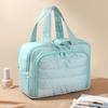 Large Capacity Quilted Makeup Bag - Portable Multifunctional Organizer with Layered Design, Durable Polyester, Business