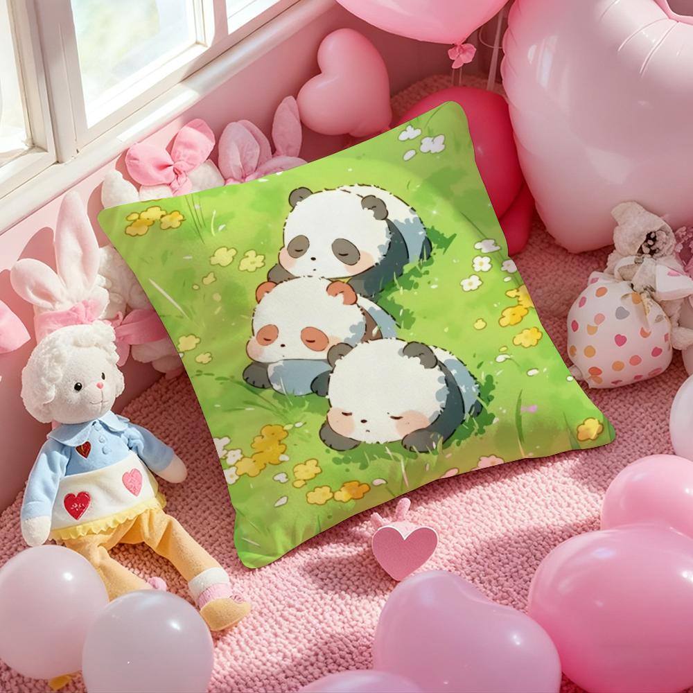 hand-drawn panda Cute Cushion Cover Pattern Printed Pillowcase for Living Room Sofa Cushion Cover & Bedroom Decor