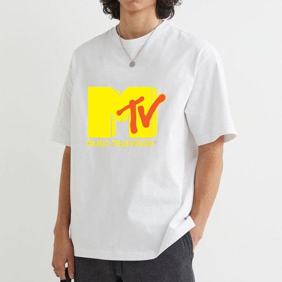 Koszulka damska z grafiką wideo MTV Zabawna Odzież męska Hip Hop Klasyczne logo MTV Vintage Pasująca Bawełniana koszulka Moda Streetwear Krótka