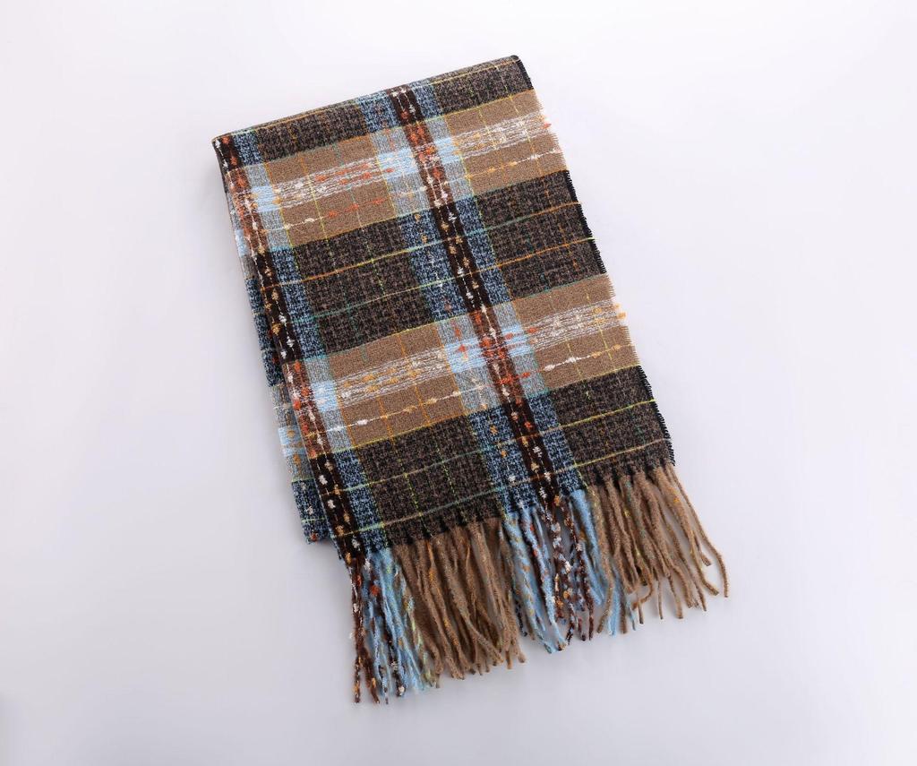 Korean Style Withered Rose Plaid Imitation Cashmere Scarf - Women's Winter Christmas Red Shawl