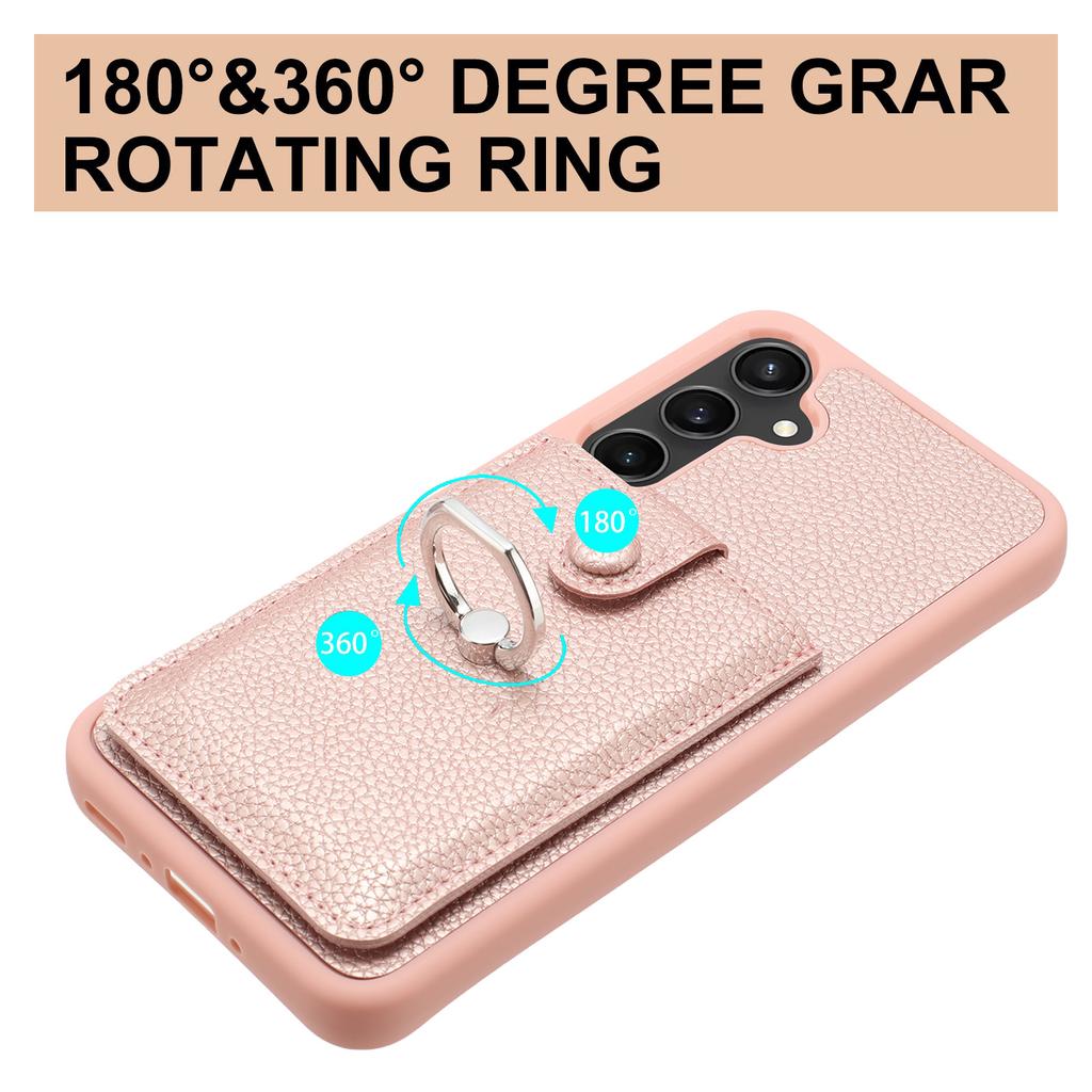 For Samsung Galaxy A15 4G/5G Case Drawing Type Card Slots Litchi Texture Leather Back Cover with Ring Kickstand