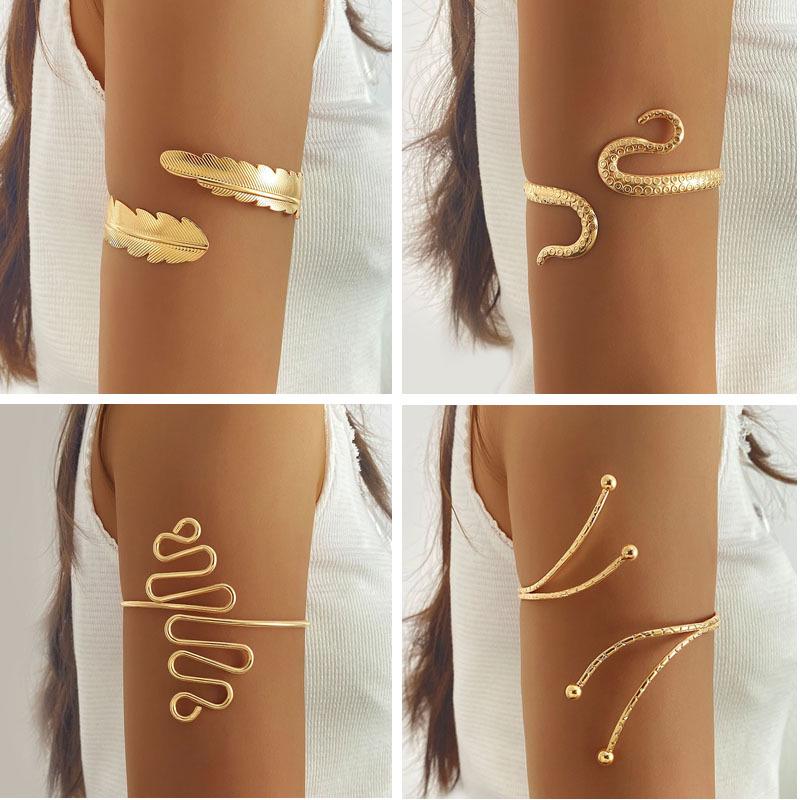 Ethnischer Stil Metall Schlangen-Blumen Armreif Armband Retro Geometrisches Design