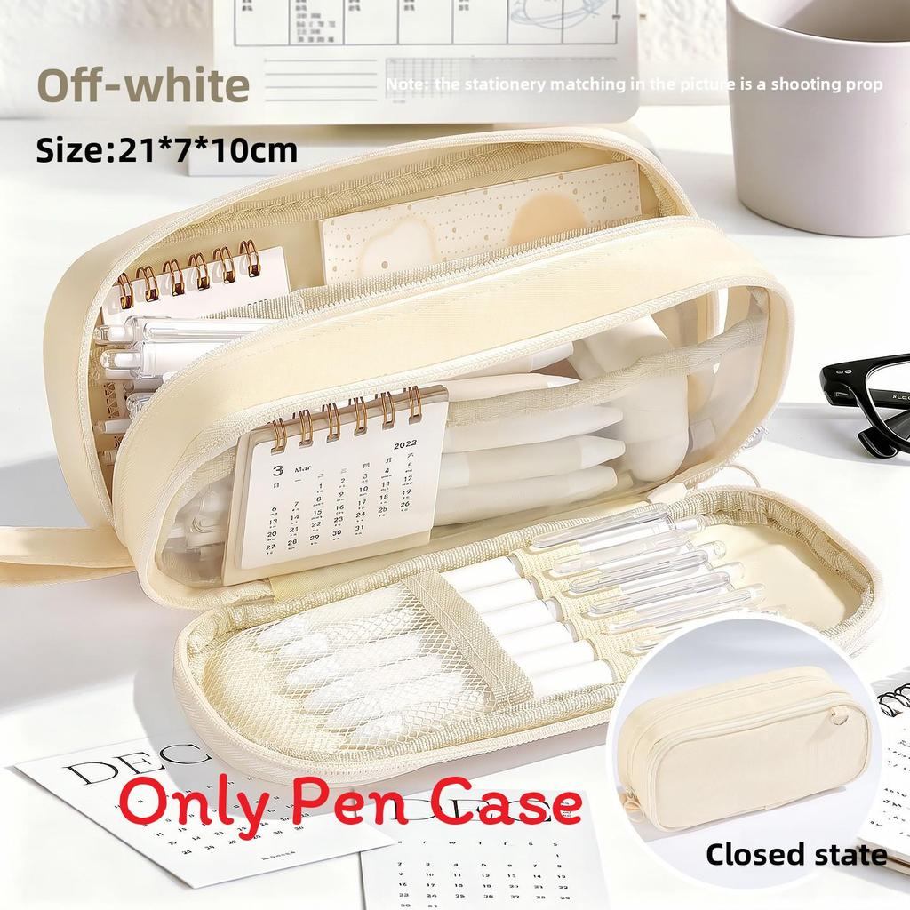 Simple Hanging Multi Compartment Pen Case With Durable Fabric For Students And Office Use